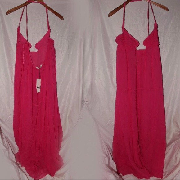 NWT Zara Voluminous Chiffon Sleeveless Maxi Dress Size XL - Picture 2 of 5